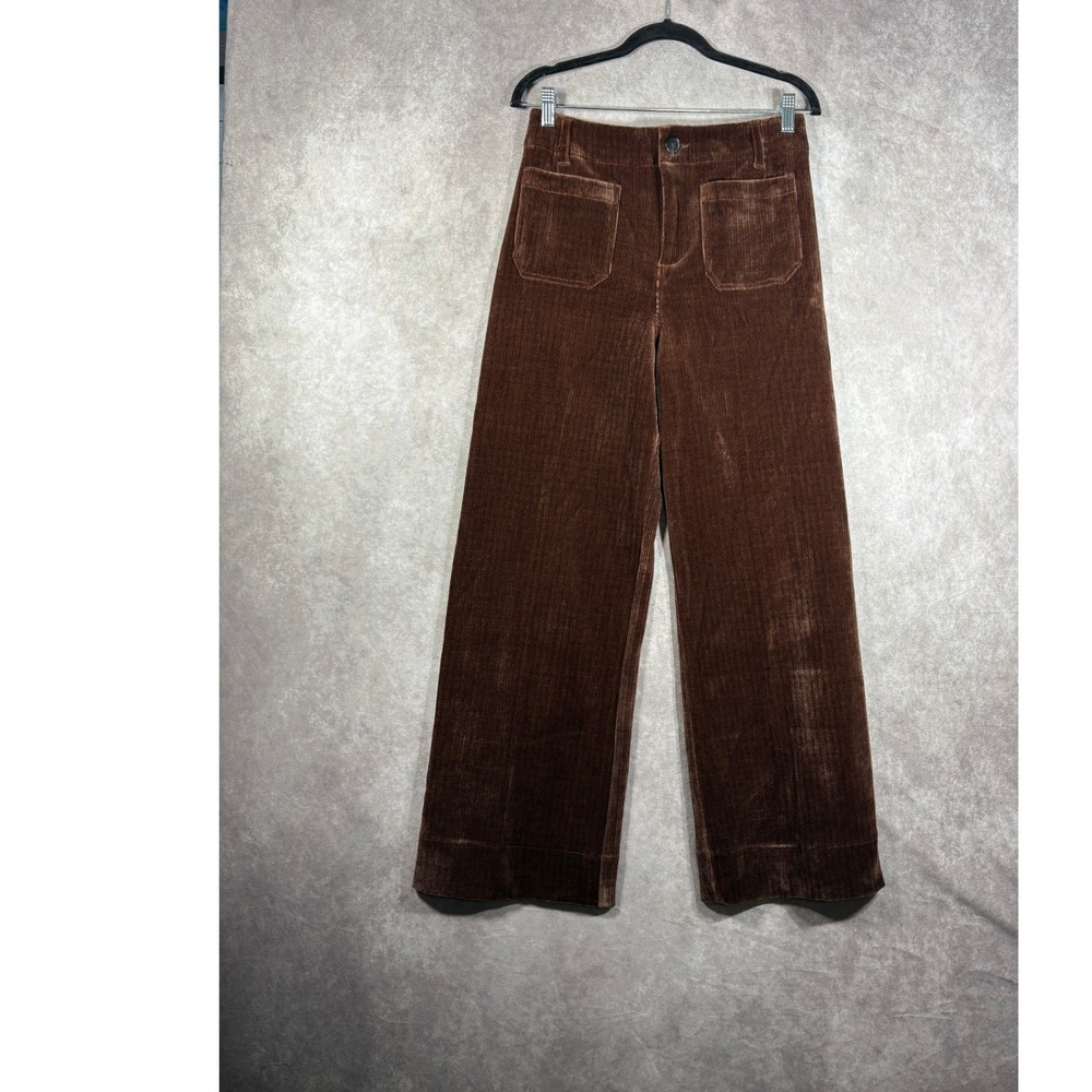 Dear John Pants Womens 28 Brown Audrey Wide Leg Corduroy High Rise Patch Pocket
